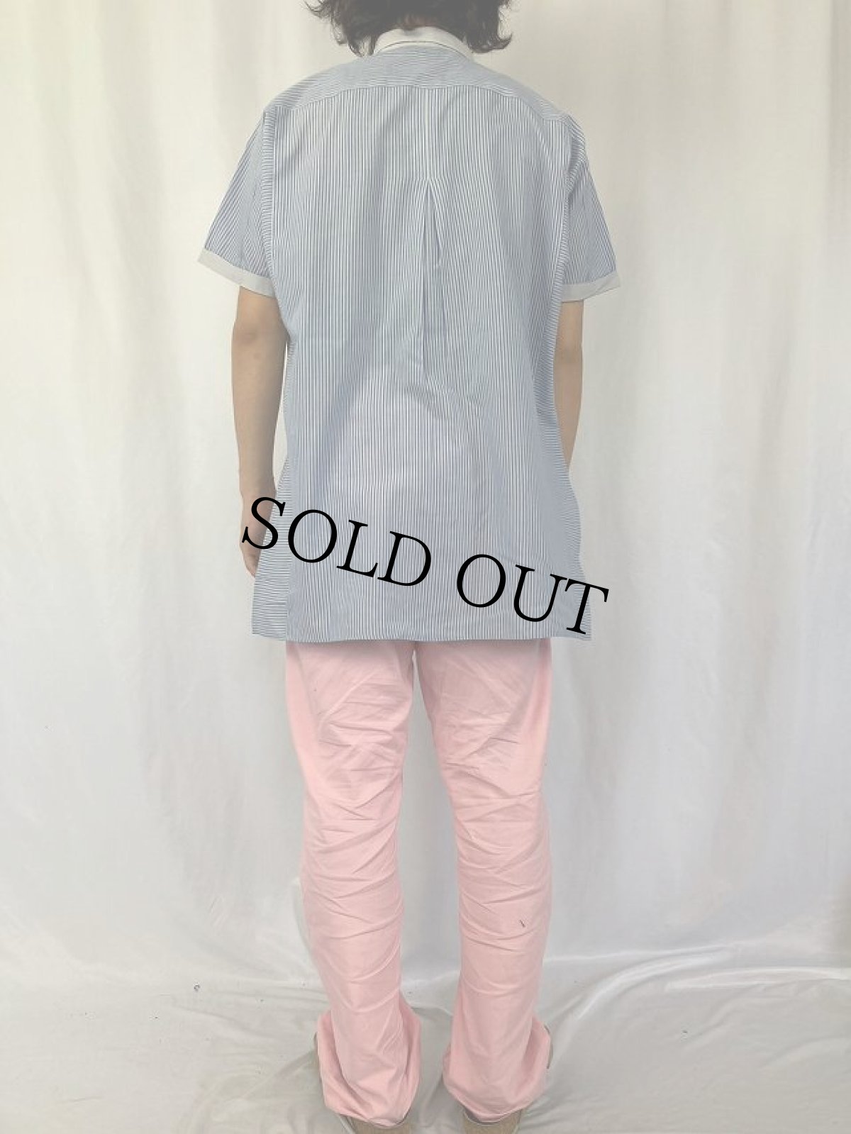 画像4: Marc Bellini ストライプ柄 丸襟デザインシャツ (4)