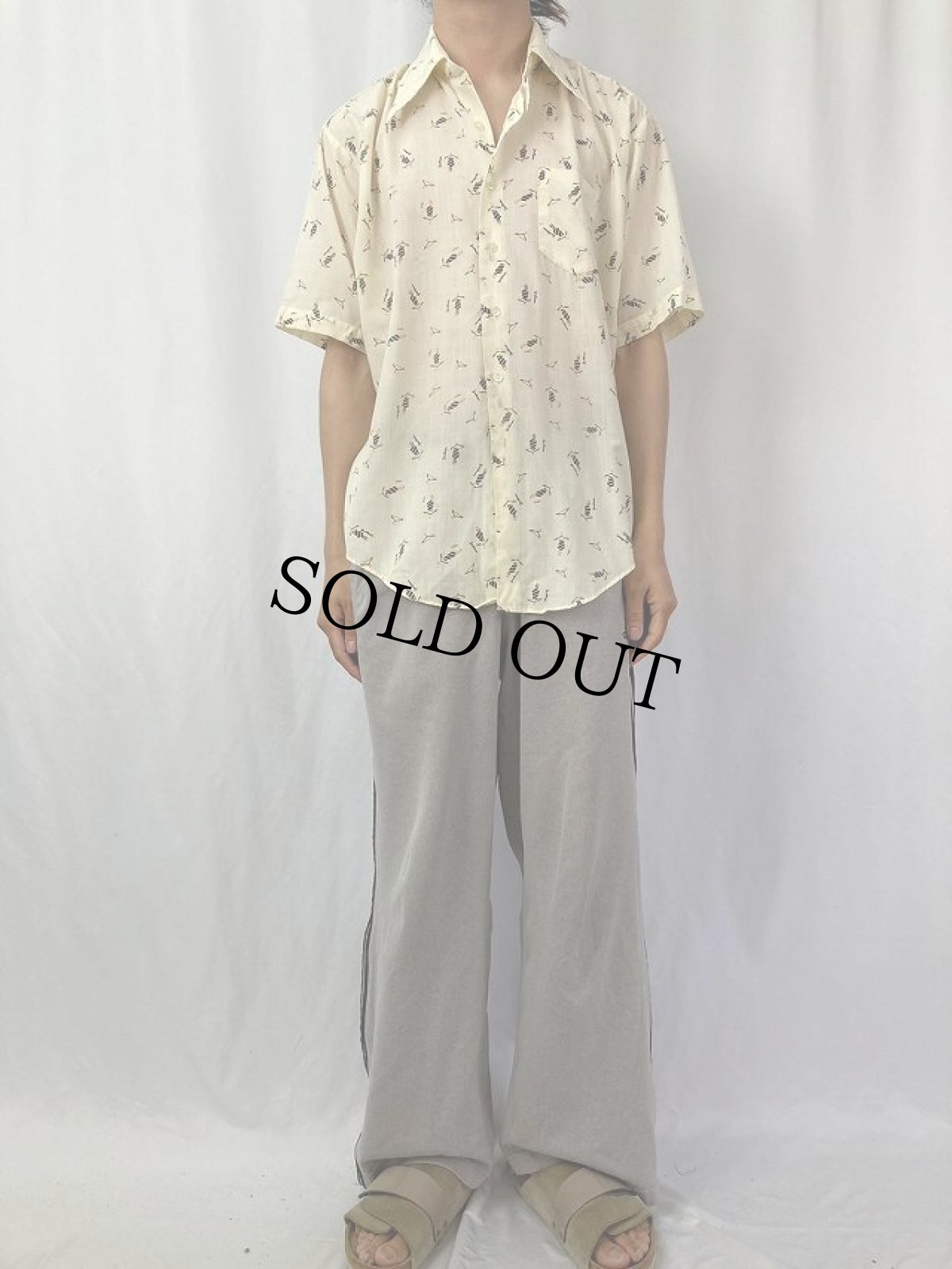 画像2: 70's Kmart 総柄 ポリエステル×コットンシャツ (2)