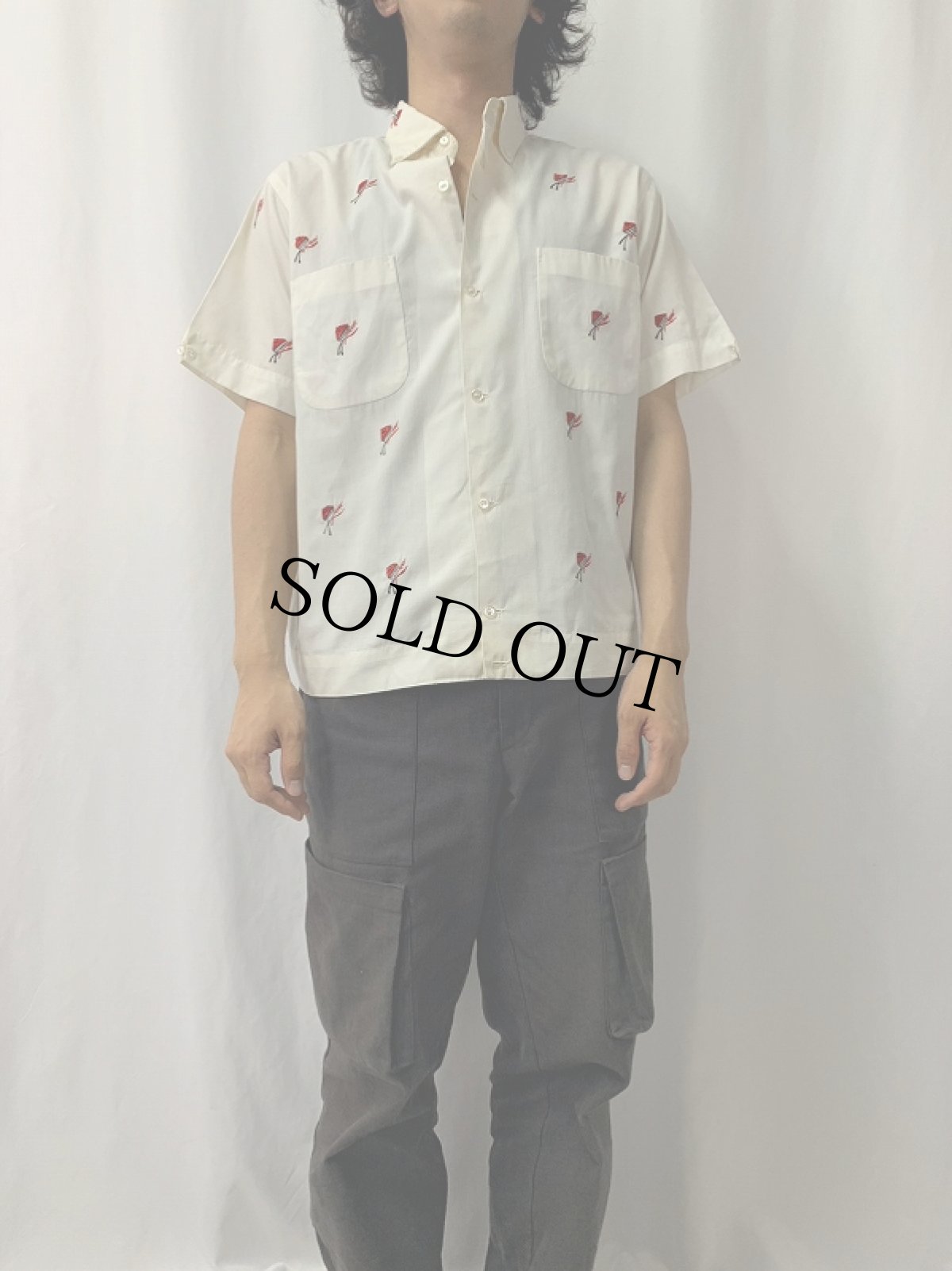 画像2: 60's CASTRO’S 民族柄刺繍 3点留め ボタンダウンシャツ (2)