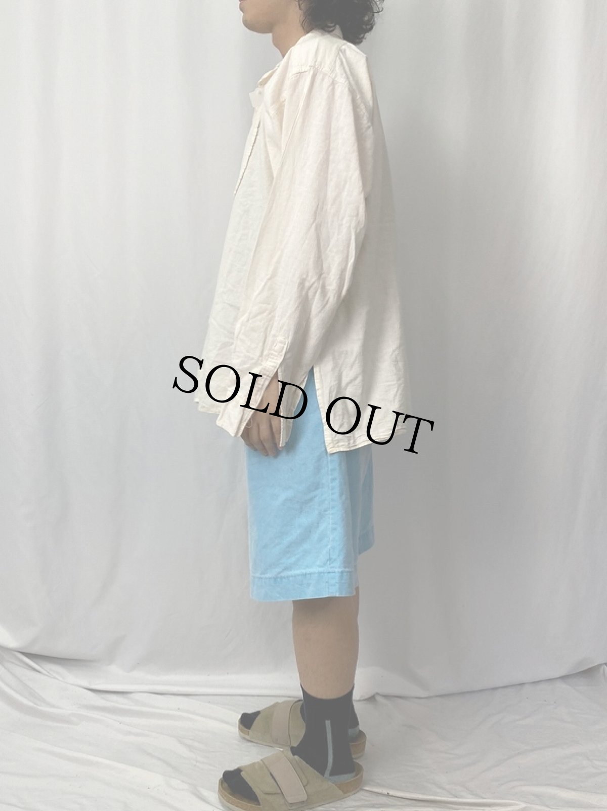 画像3: 70〜80's イカ胸 猫目ボタン コットンシャツ (3)