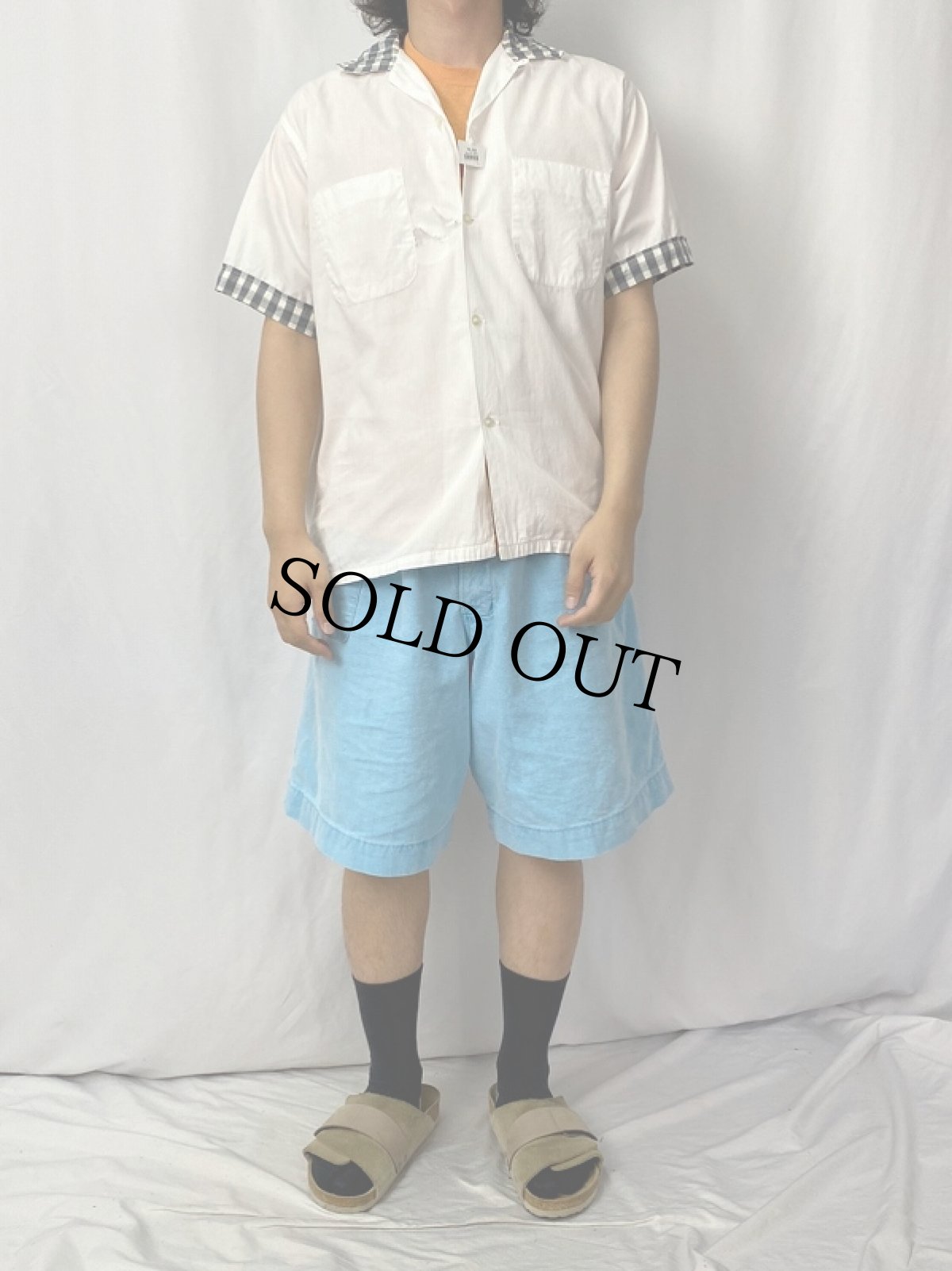 画像2: 50's Lanier コットン×シルク オープンカラーシャツ M (2)