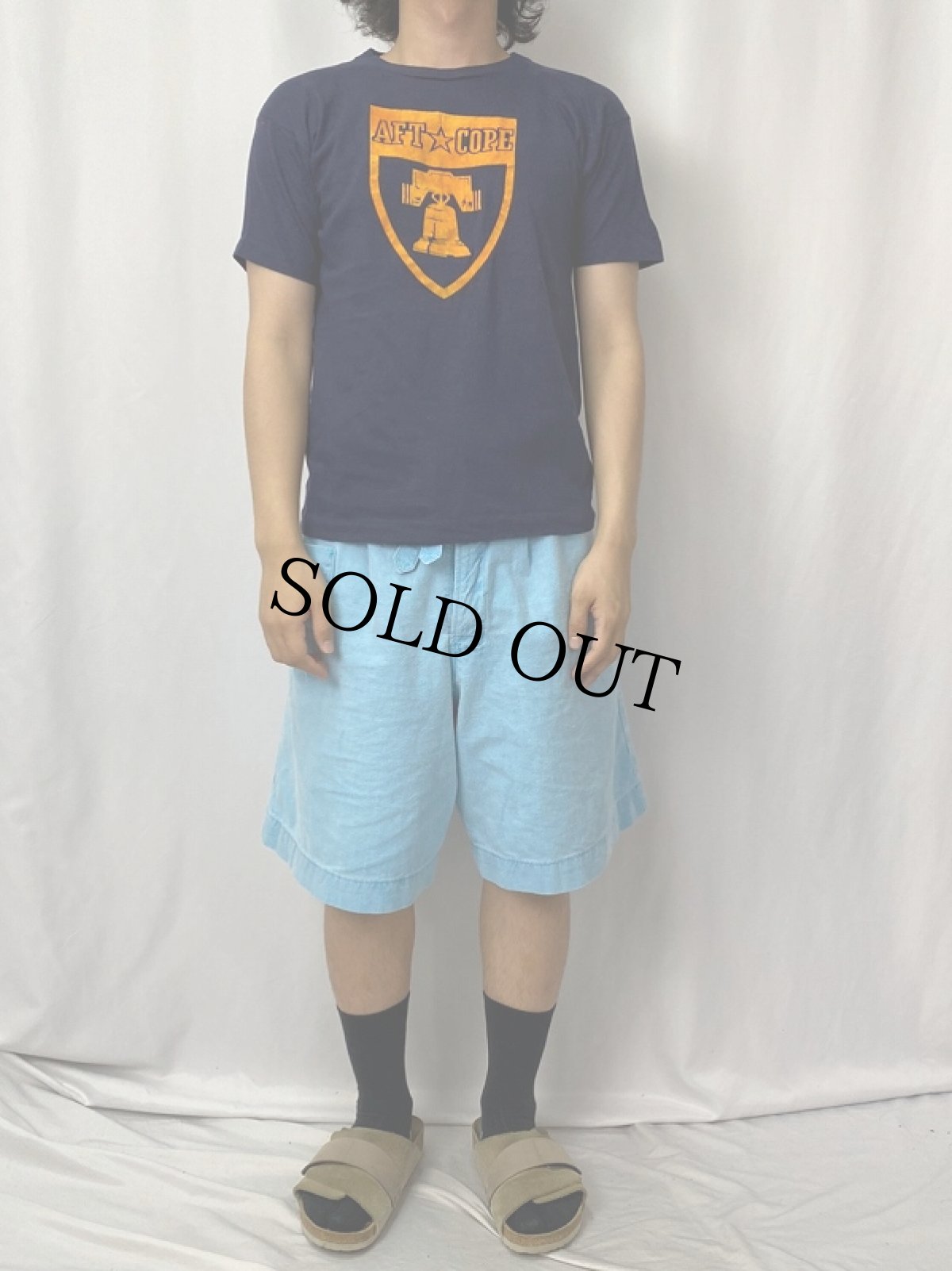 画像2: 70〜80's Champion バータグ USA製 "AFT☆COPE" フロッキープリントTシャツ M (2)