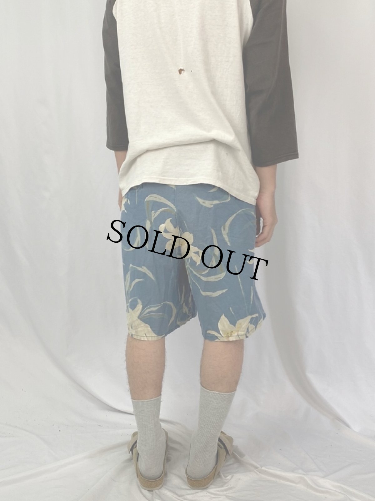 画像4: 90's POLO Ralph Lauren USA製 花柄 2タック コットン×リネンショーツ SIZE36 (4)