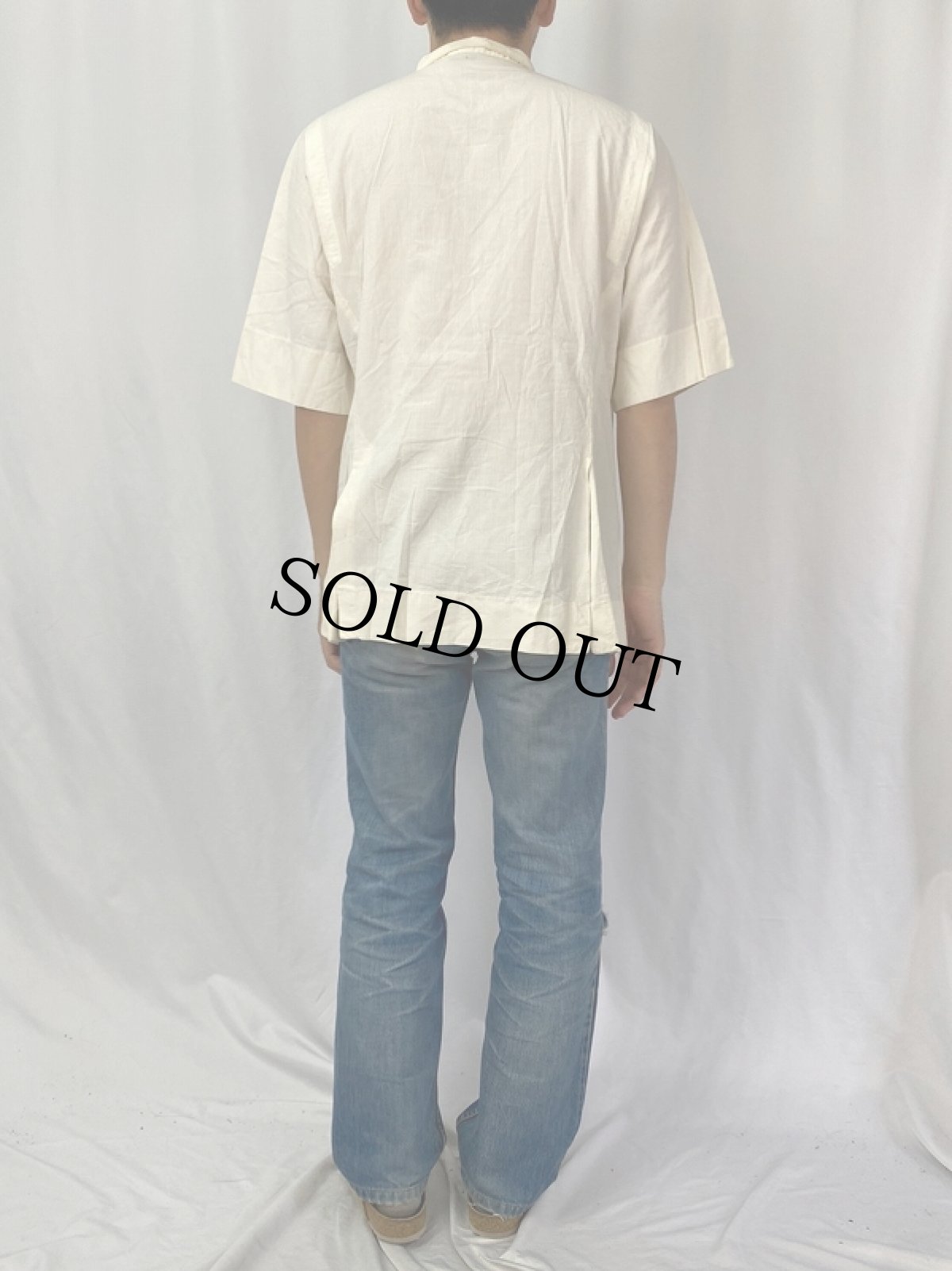 画像4: 70's〜 ETHNOS 刺繍デザイン プルオーバーシャツ L (4)