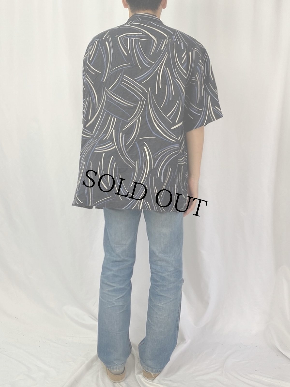 画像4: REUNION 総柄 シルクオープンカラーシャツ XL (4)