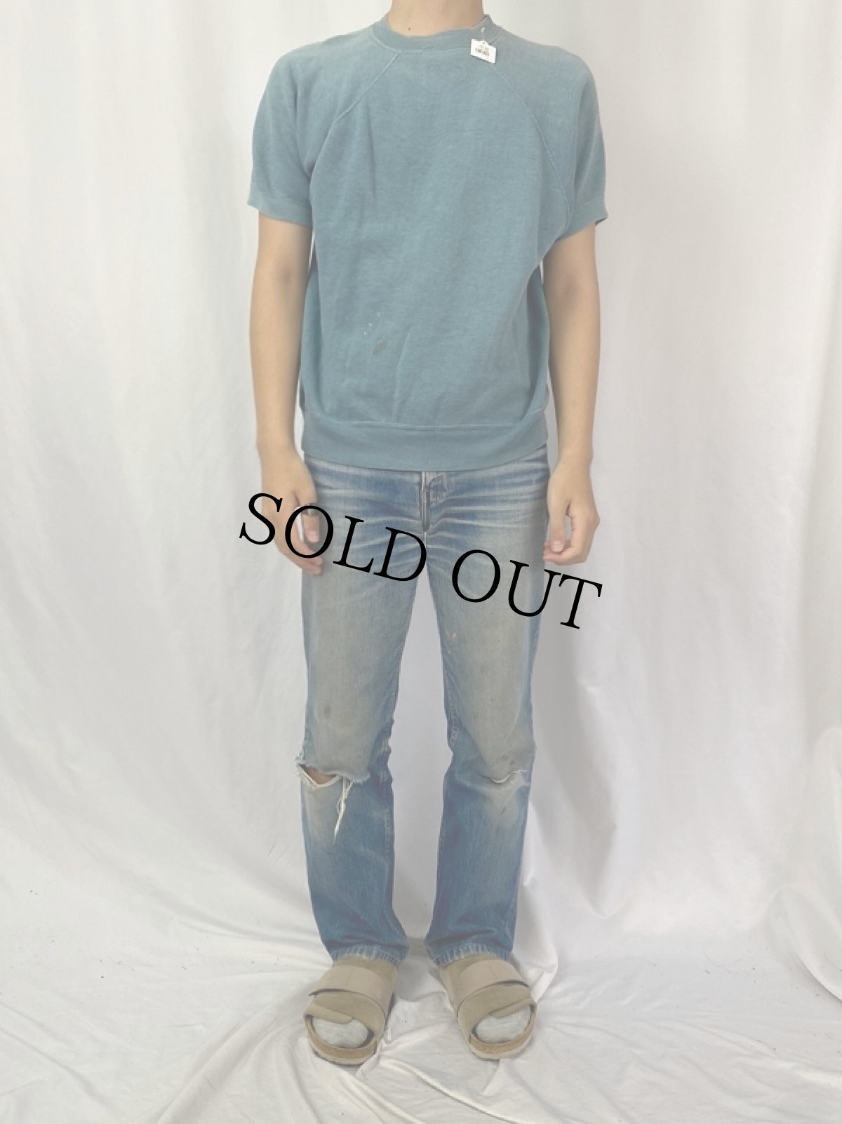 画像2: 60〜70's 無地 ラグラン半袖スウェット (2)