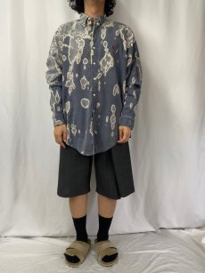 画像2: 90's Ralph Lauren ブリーチデザイン コットンボタンダウンシャツ L (2)