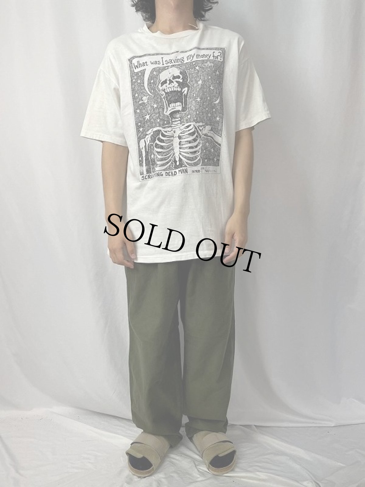 画像2: 90's BADBOB USA製 "SCREAMING DEAD MAN" アートプリントTシャツ L (2)