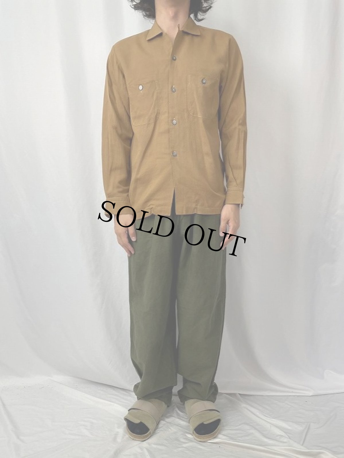 画像2: 60's 東レ テナックス 総柄 オープンカラーシャツ M (2)