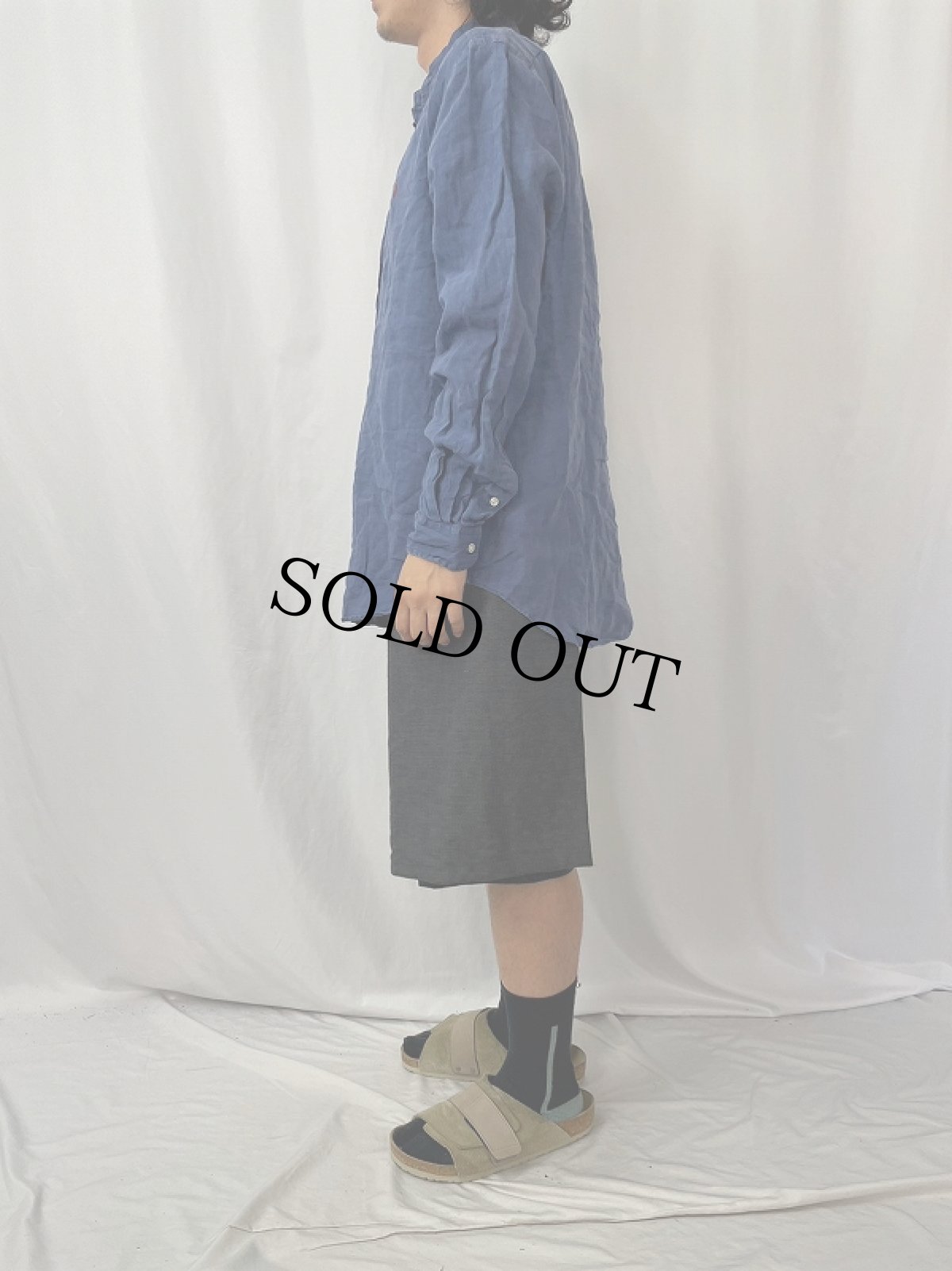 画像3: Ralph Lauren ロゴ刺繍 リネンボタンダウンシャツ L (3)