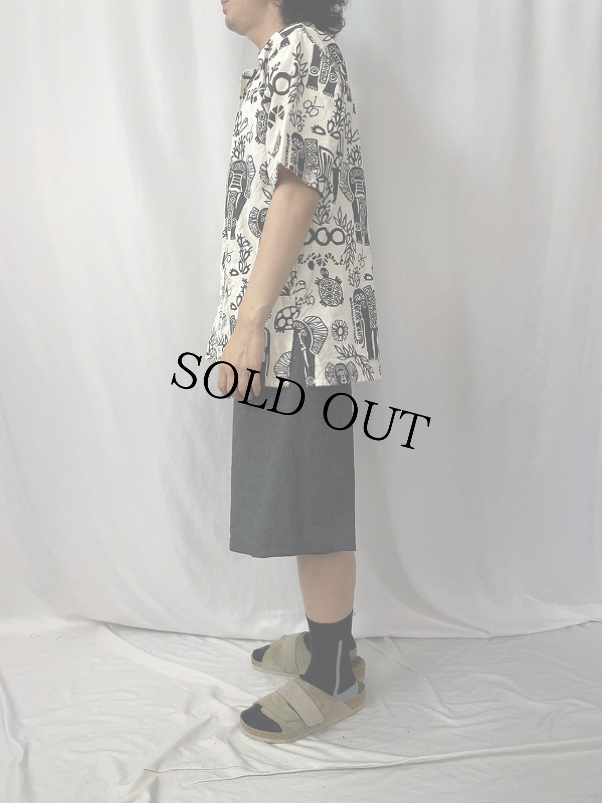 画像3: IMAGE 民族柄 刺繍デザイン コットンオープンカラーシャツ L (3)