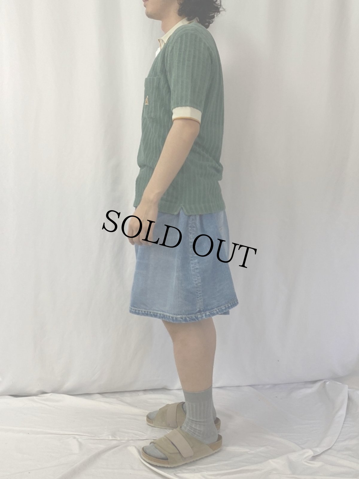 画像3: Kangourou ストライプ柄 ロゴ刺繍 パイルポロシャツ (3)