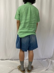 画像4: Ralph Lauren "CLASSIC FIT" ギンガムチェック柄 リネンボタンダウンシャツ S (4)