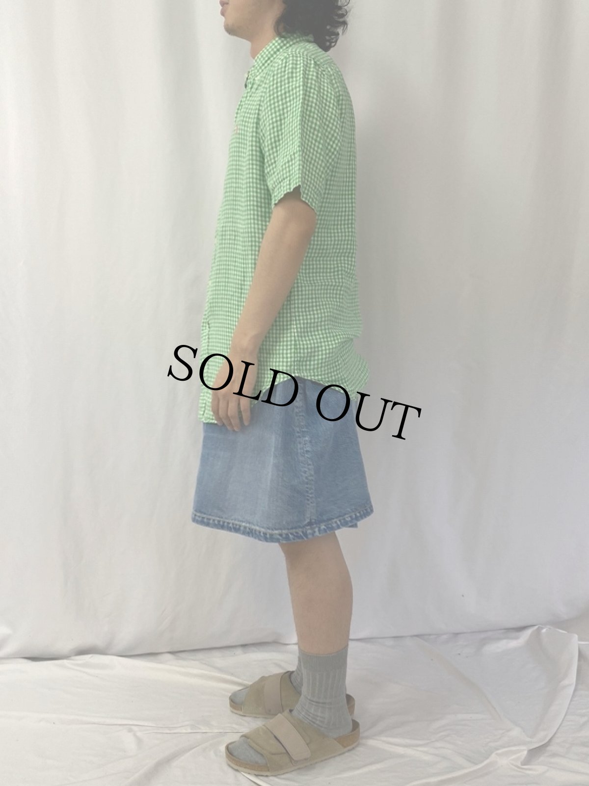 画像3: Ralph Lauren "CLASSIC FIT" ギンガムチェック柄 リネンボタンダウンシャツ S (3)