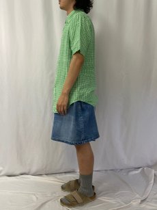 画像3: Ralph Lauren "CLASSIC FIT" ギンガムチェック柄 リネンボタンダウンシャツ S (3)