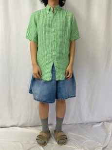 画像2: Ralph Lauren "CLASSIC FIT" ギンガムチェック柄 リネンボタンダウンシャツ S (2)