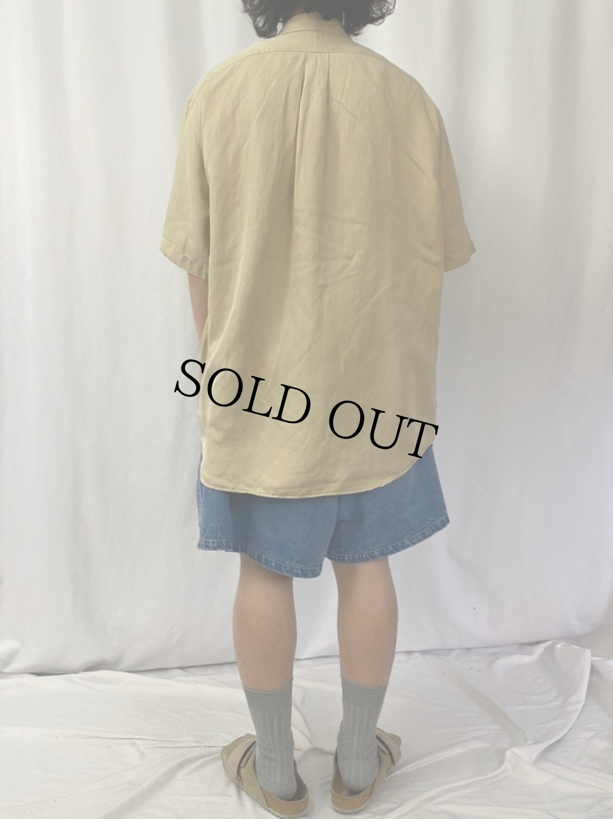 画像4: POLO Ralph Lauren "CUSTOM FIT" ロゴ刺繍 シルク×リネンボタンダウンシャツ XL (4)