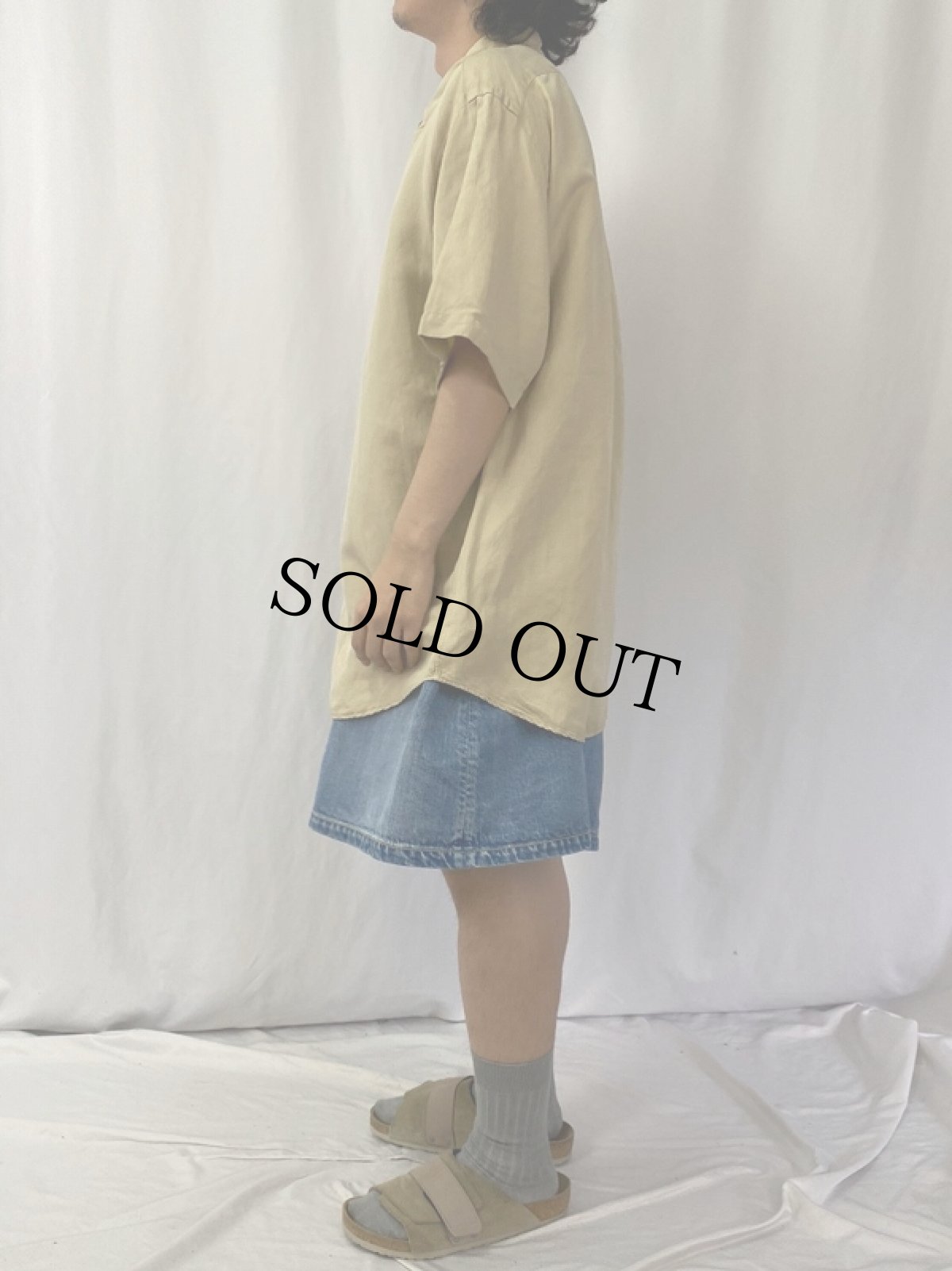 画像3: POLO Ralph Lauren "CUSTOM FIT" ロゴ刺繍 シルク×リネンボタンダウンシャツ XL (3)