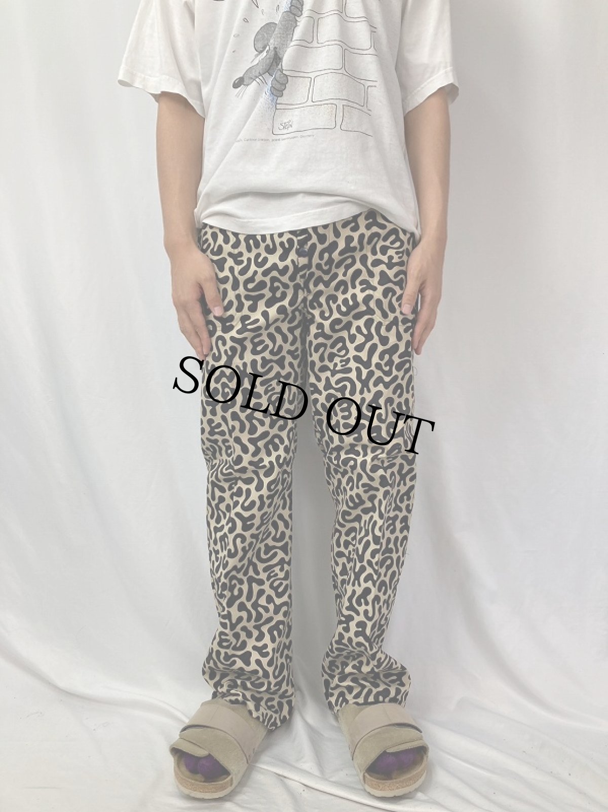 画像2: 70's 韓国 学生軍事訓練用 バクテリア迷彩 HBTパンツ W33 (2)