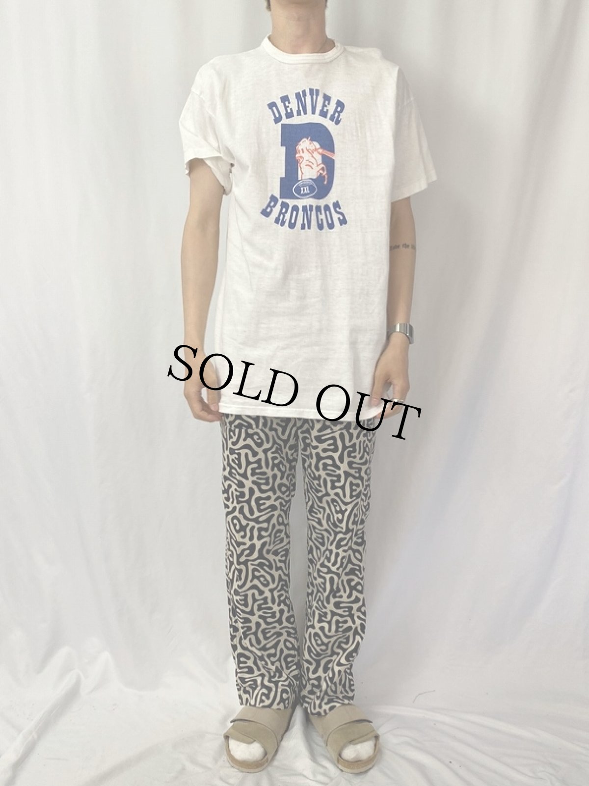 画像2: 80's Champion USA製 トリコタグ "DENVER BRONCOS" プリントTシャツ XXL (2)