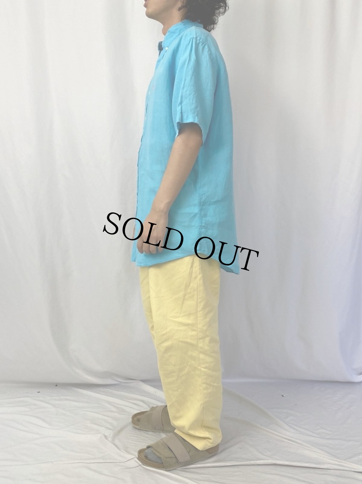 画像3: Ralph Lauren "CLASSIC FIT" リネンボタンダウンシャツ M (3)