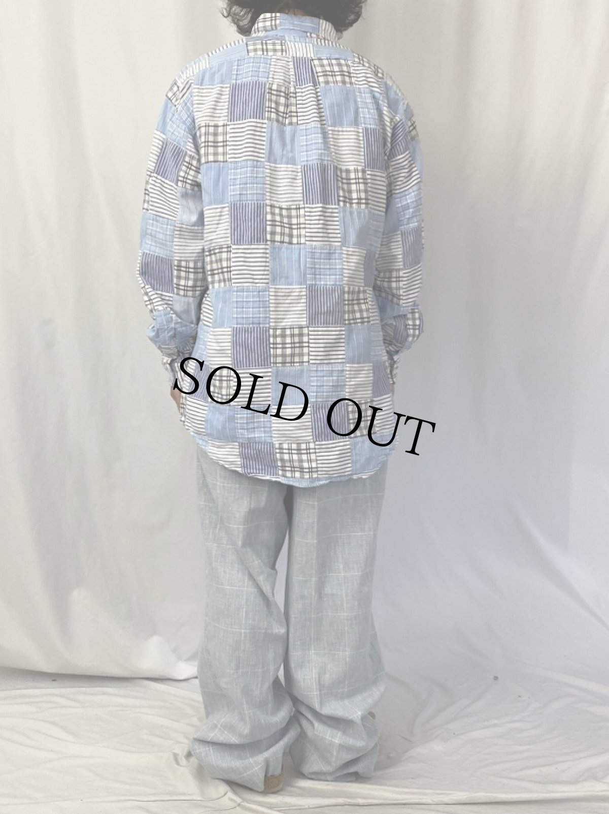 画像4: Ralph Lauren "BLAIRE" パッチワーク コットンボタンダウンシャツ L (4)