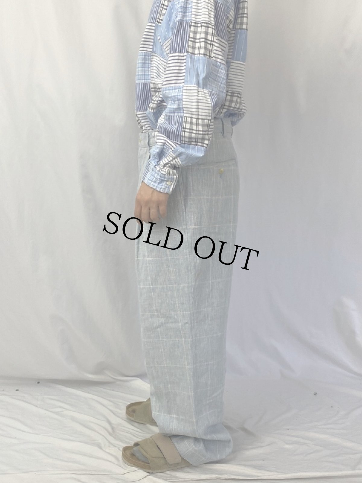 画像3: 90's POLO Ralph Lauren USA製 チェック柄 2タック コットンスラックス W36 (3)