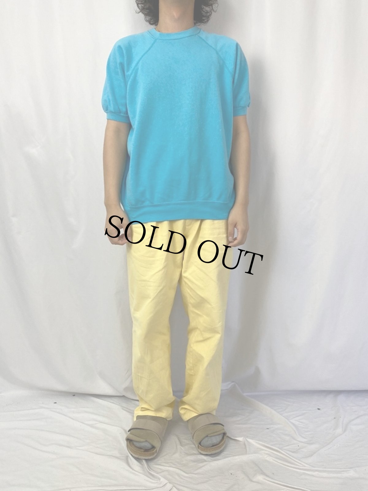 画像2: 80's AMERICAN IMPRESSIONS USA製 無地 ラグラン半袖スウェット L (2)