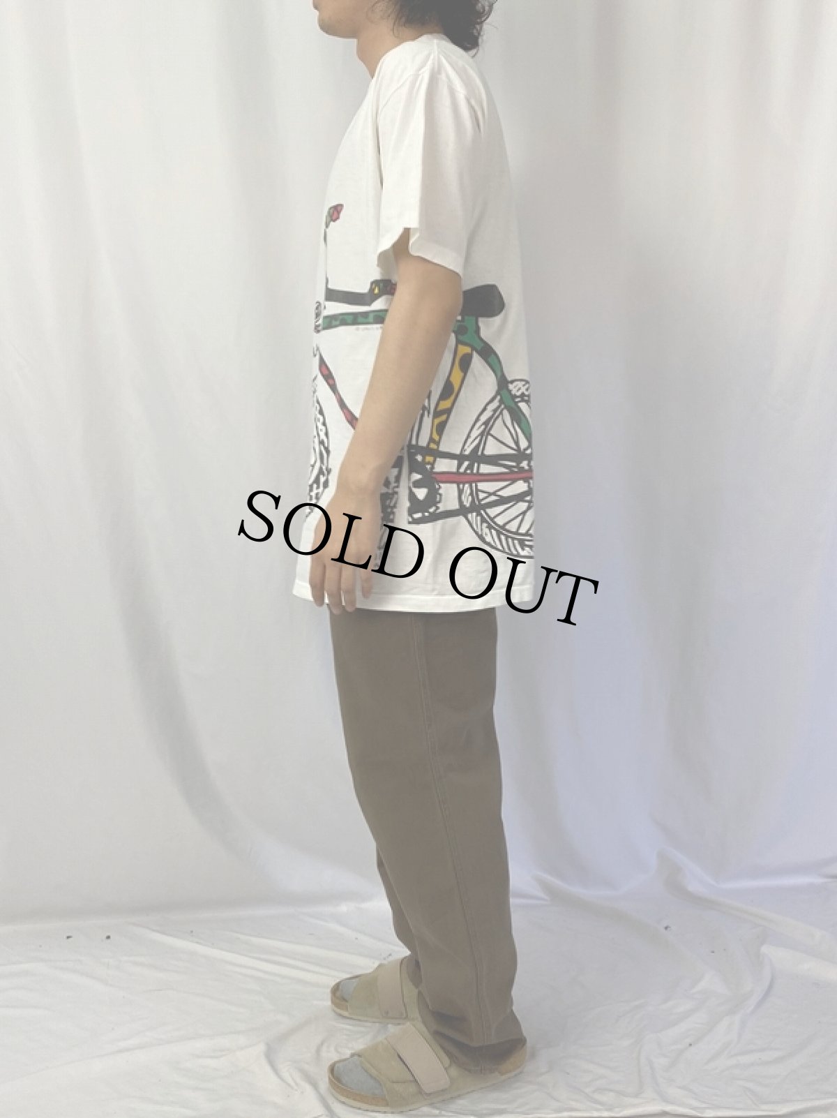 画像3: 90's GRAVITY GRAPHICS USA製 "Bike BLOCK ISLAND" 自転車プリントTシャツ L (3)