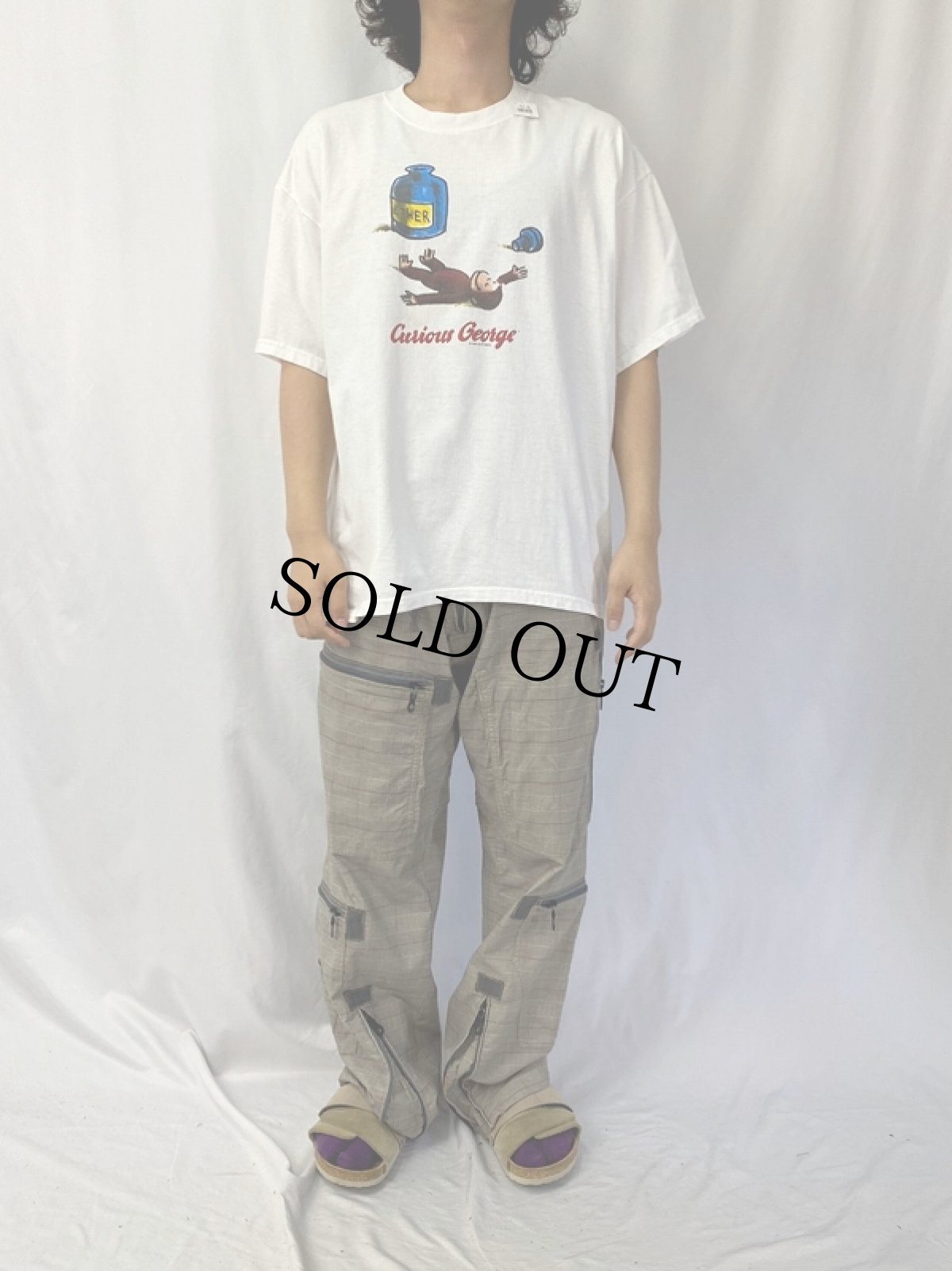 画像2: 90's Curious George キャラクタープリントTシャツ XL (2)