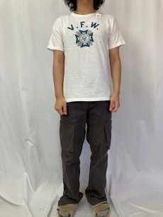 画像2: 50〜60's Champion 小文字ランタグ "V.F.W." プリントTシャツ L (2)