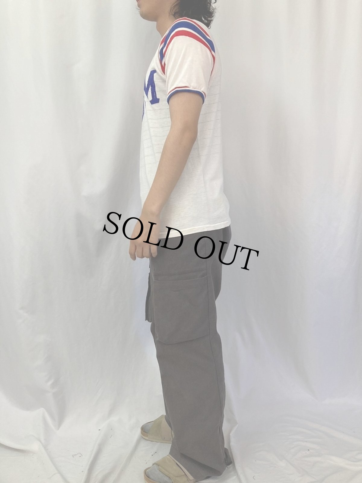 画像3: 60's MASON USA製 "IBM" フロッキープリント レーヨンTシャツ L (3)