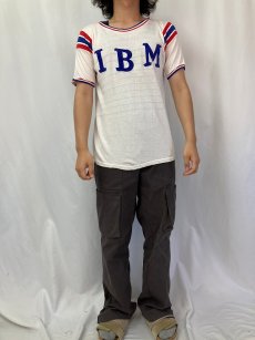 画像2: 60's MASON USA製 "IBM" フロッキープリント レーヨンTシャツ L (2)