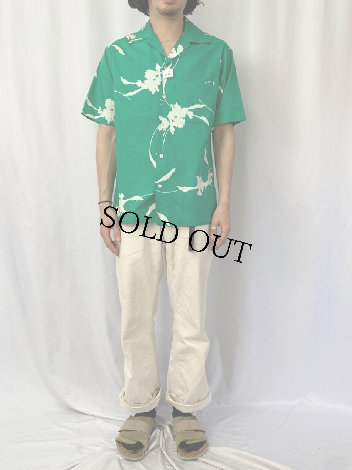 画像2: 60〜70's Hilo Hattie オールオーバーパターン コットンアロハシャツ M (2)