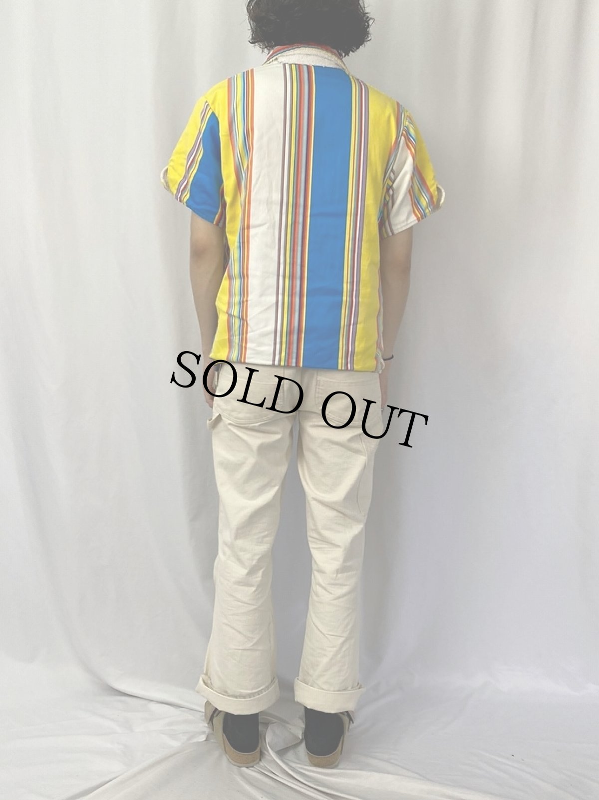 画像4: 60's BRENT マルチストライプ柄 パイル ビーチシャツ (4)