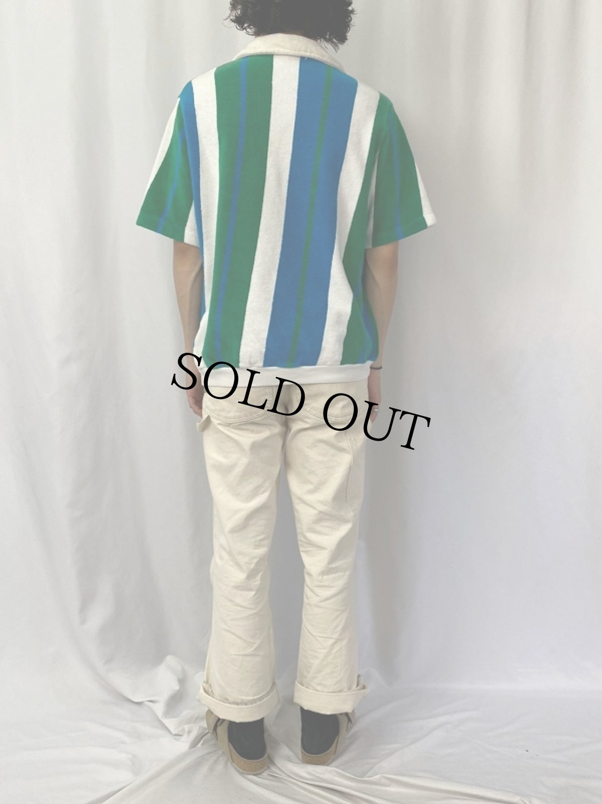 画像4: 60's hartog ストライプ柄 パイル ビーチシャツ XL (4)