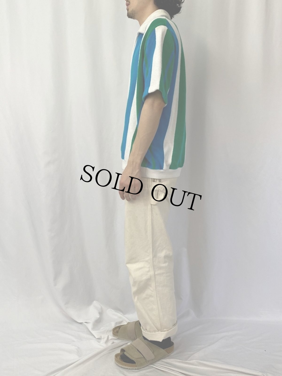 画像3: 60's hartog ストライプ柄 パイル ビーチシャツ XL (3)