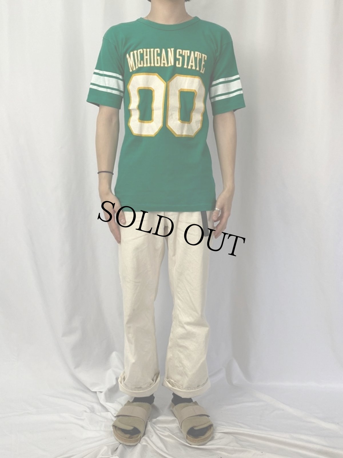 画像2: 80's Champion トリコタグ USA製 "MICHIGAN STATE 00" フットボールTシャツ L (2)