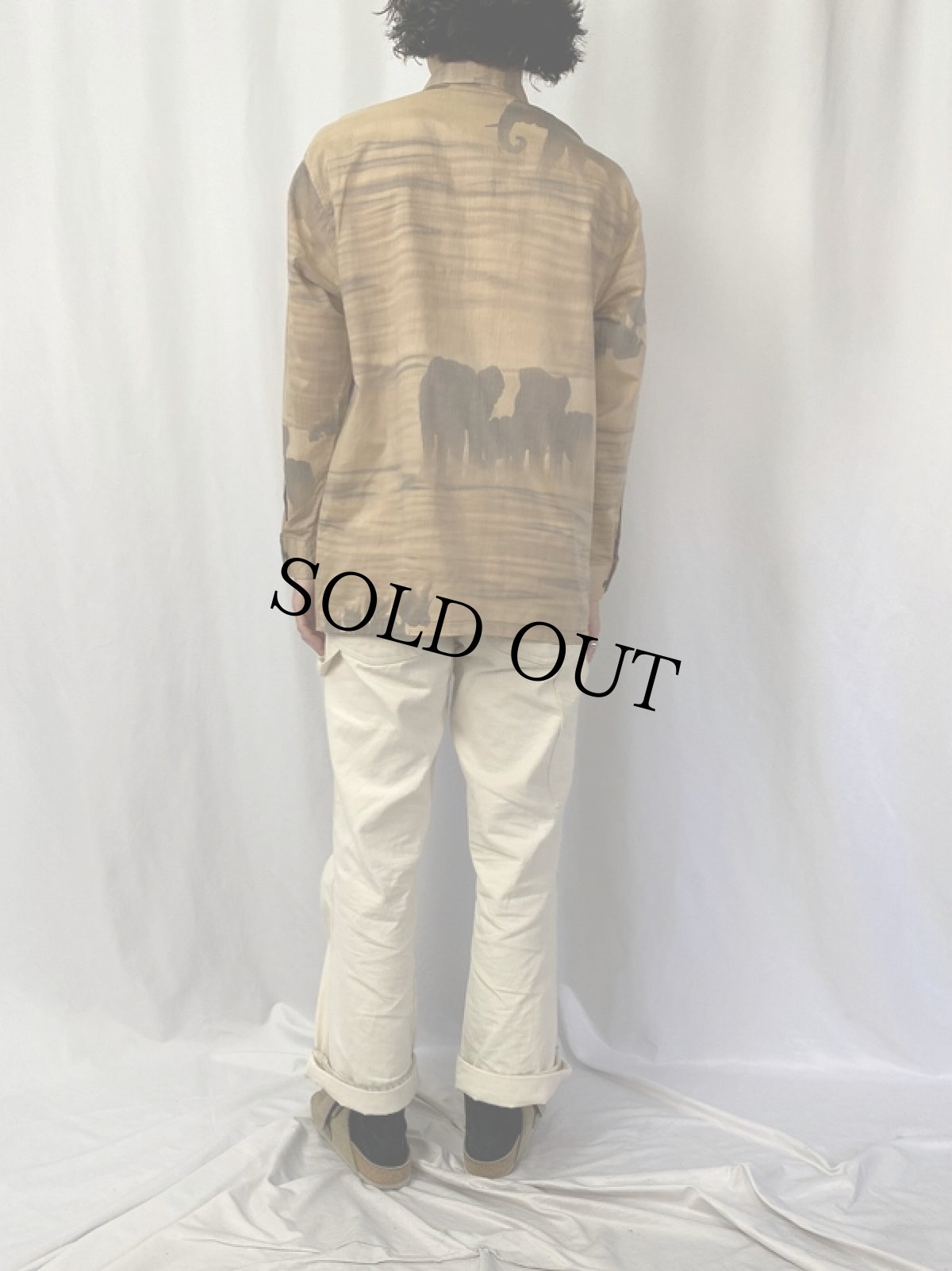 画像4: MEN'S I'LL 象柄 コットンシャツ L (4)