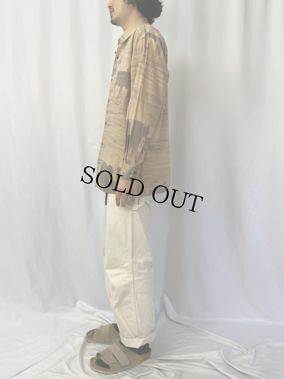 画像3: MEN'S I'LL 象柄 コットンシャツ L (3)