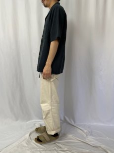 画像3: Woolrich ストライプ柄織り レーヨン×ポリエステルシャツ オープンカラーシャツ M (3)