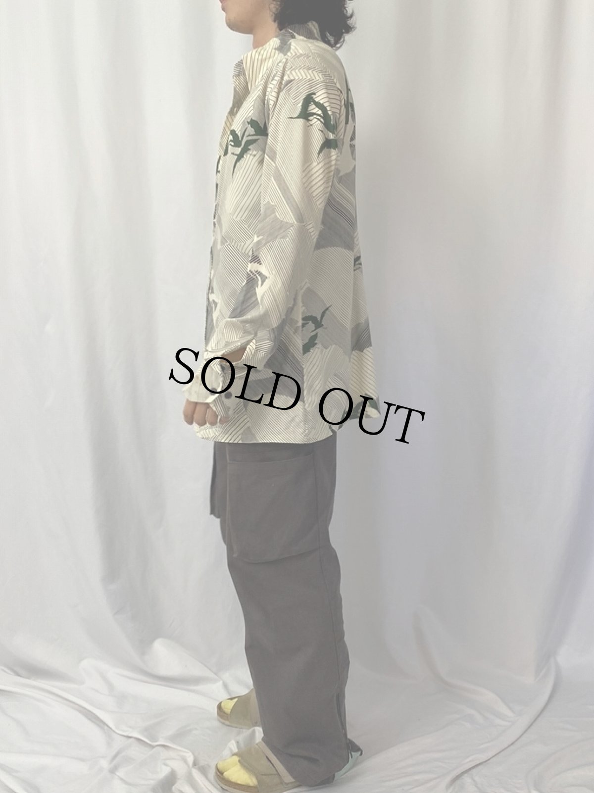 画像3: 70's VAN HEUSEN Vanknit 鶴柄 ポリシャツ (3)