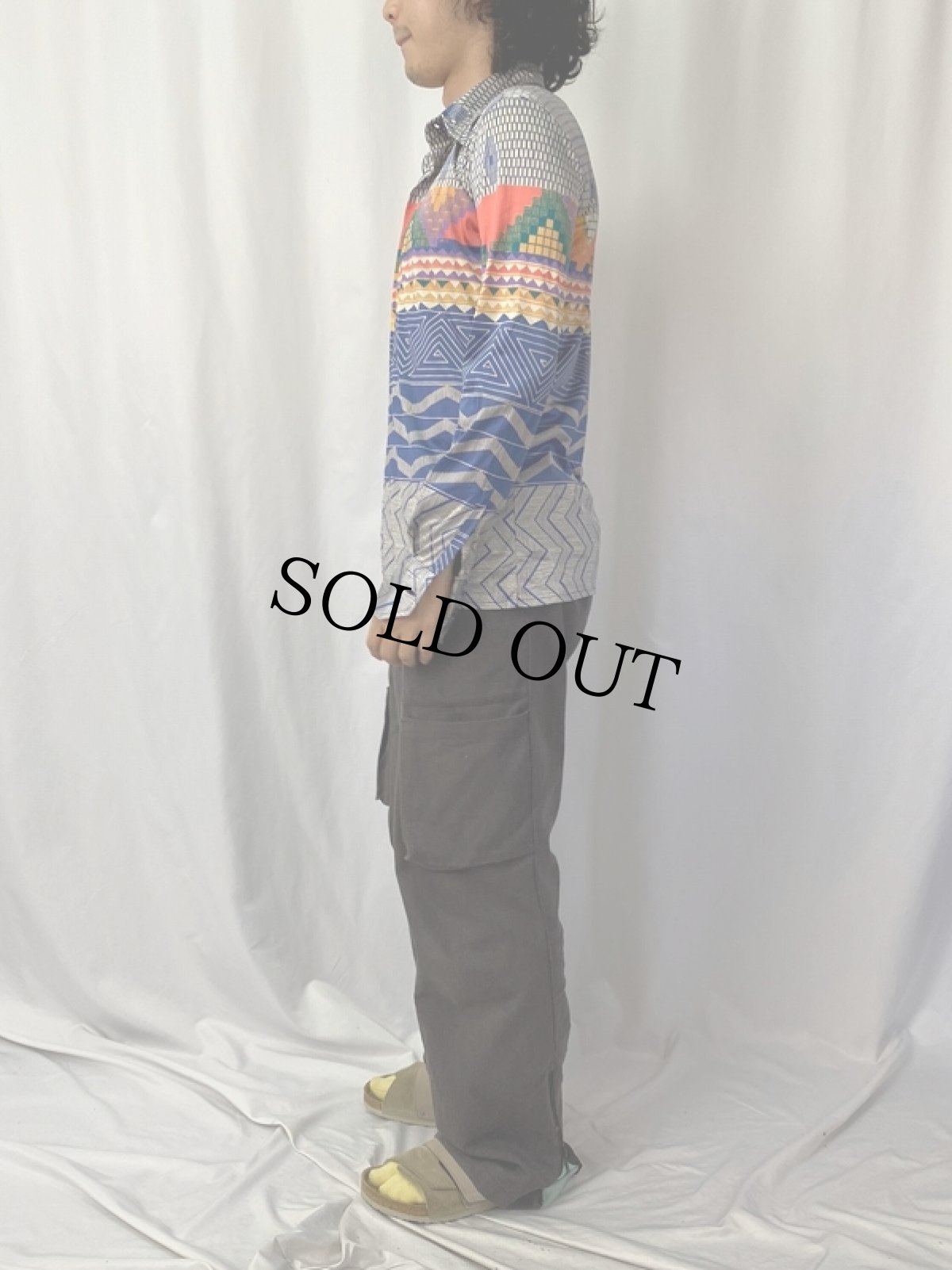 画像3: 70's nik-nik ITALY製 総柄 ナイロンシャツ S (3)