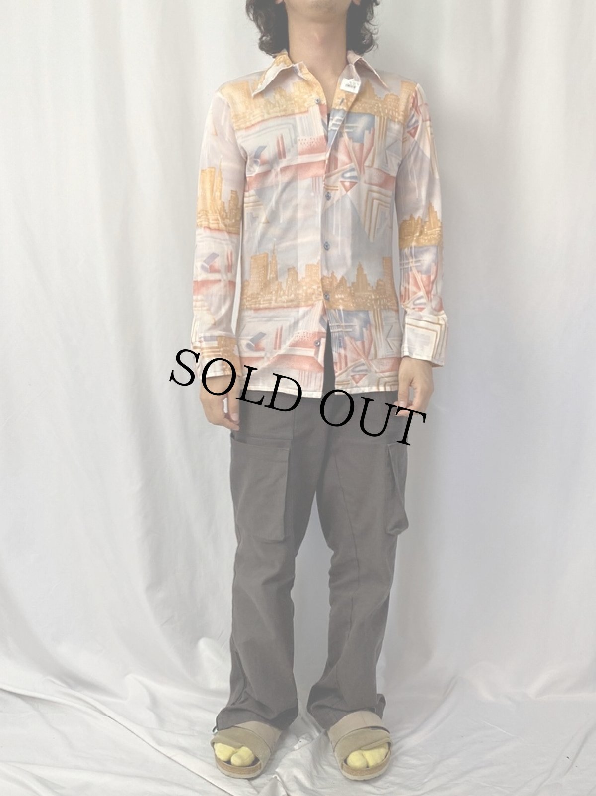 画像2: 70's Sutton 総柄シャツ S (2)