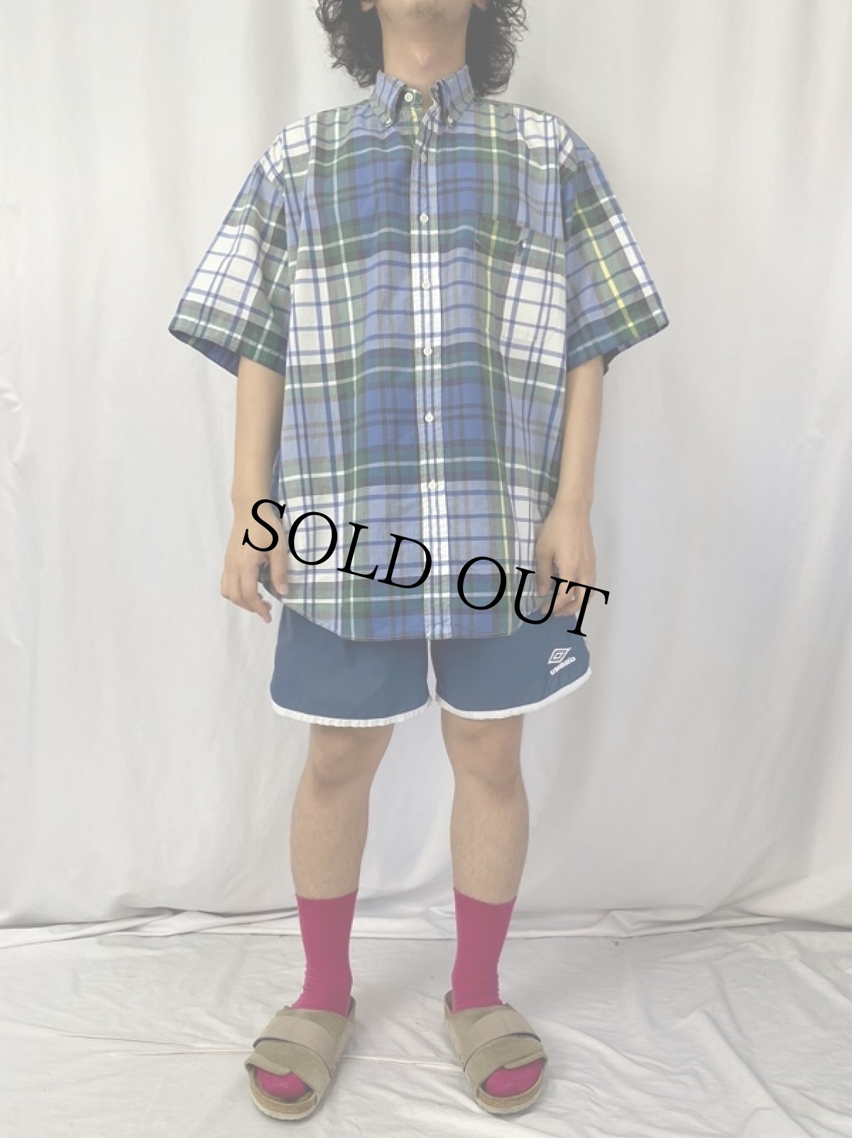 画像2: Ralph Lauren "BIG SHIRT" チェック柄 コットンボタンダウンシャツ L (2)