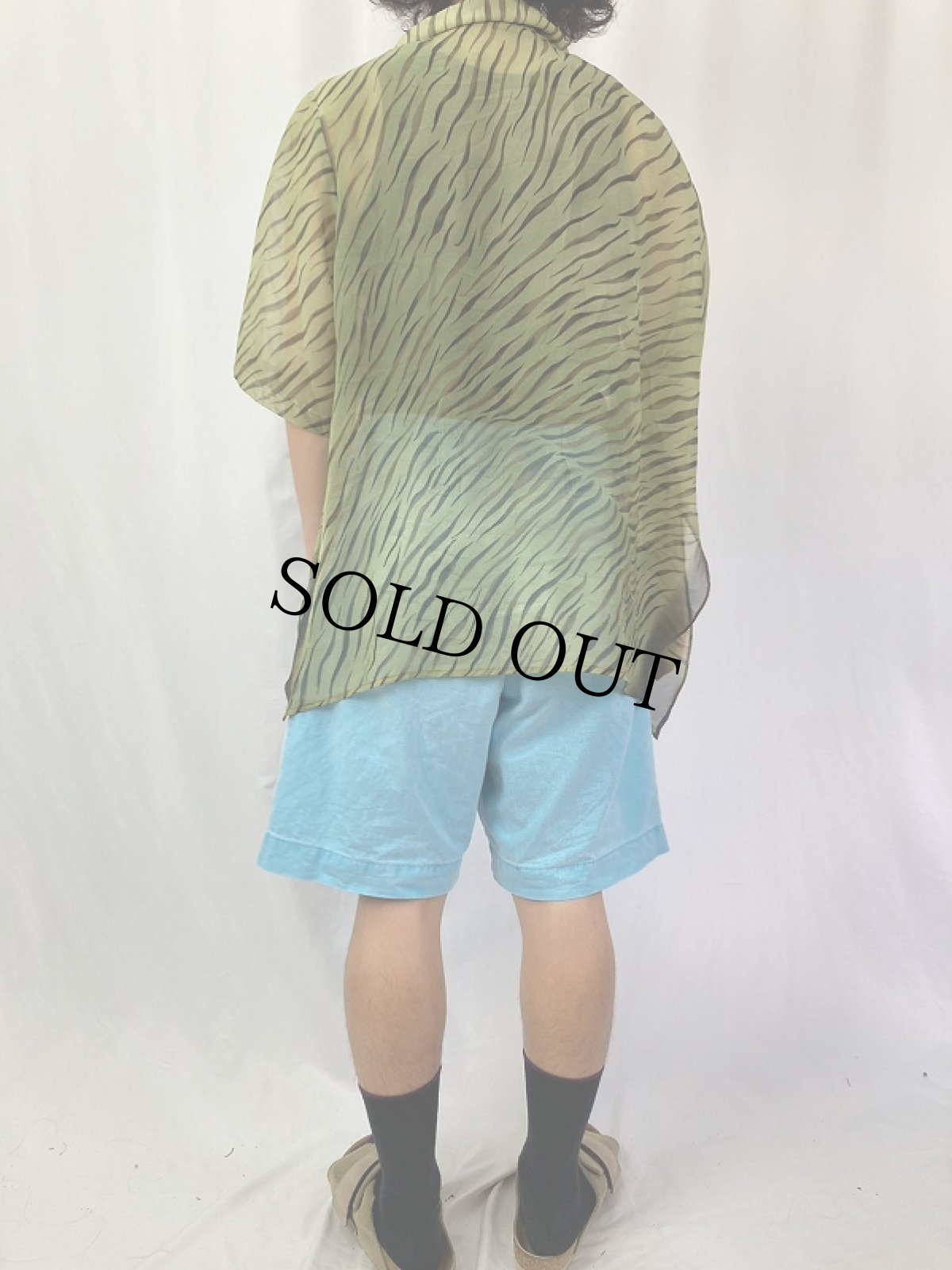 画像4: 100% Feminin Paris ゼブラ柄 オープンカラーシースルーシャツ S (4)