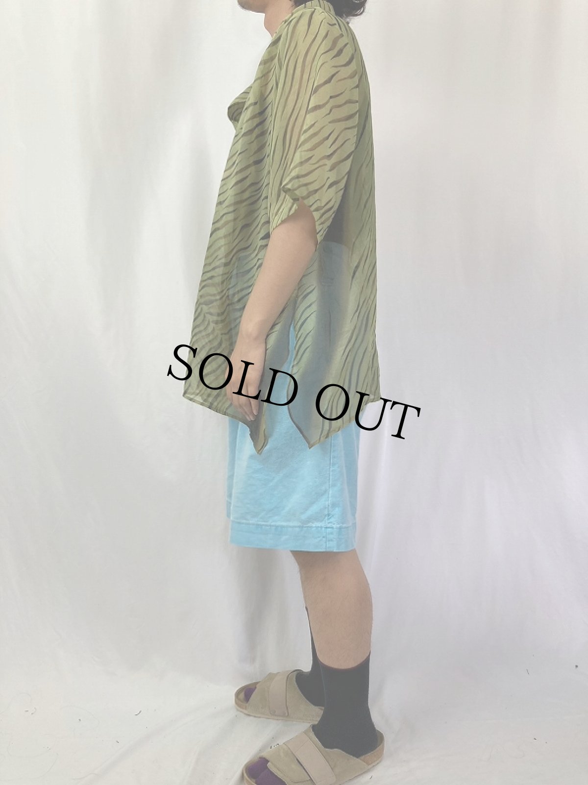 画像3: 100% Feminin Paris ゼブラ柄 オープンカラーシースルーシャツ S (3)