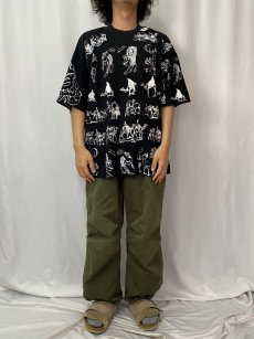画像2: ラクダ柄 マルチプリントTシャツ XL (2)