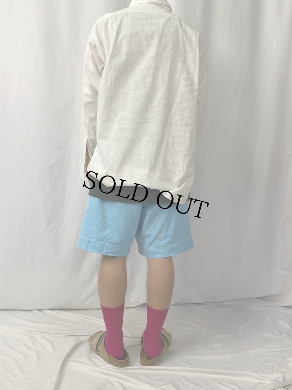 画像4: 10's マチ付き 丸襟コットンドレスシャツ (4)