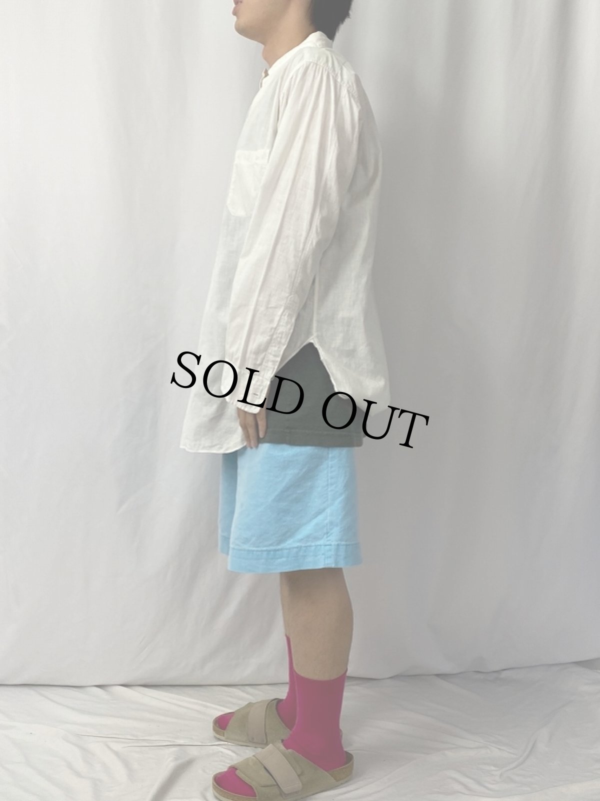 画像3: 10's マチ付き 丸襟コットンドレスシャツ (3)